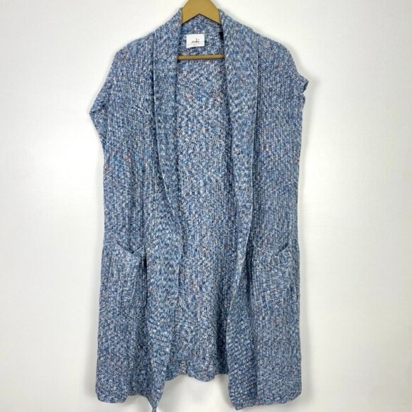 Cabi Blue Knit Long Duster Open Front Sleeveless Cardigan - Picture 2 of 13